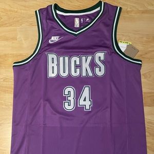 Giannis Jersey Milwaukee Bucks Purple Throwback Size 48 L NWT